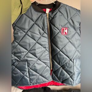 Vintage Navy Quilted Vest with Red Lining